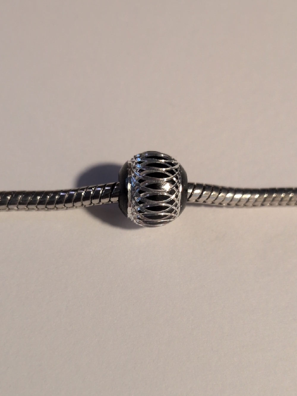 Silver Filigree Round Spacer Charm for Pandora Style Bracelet